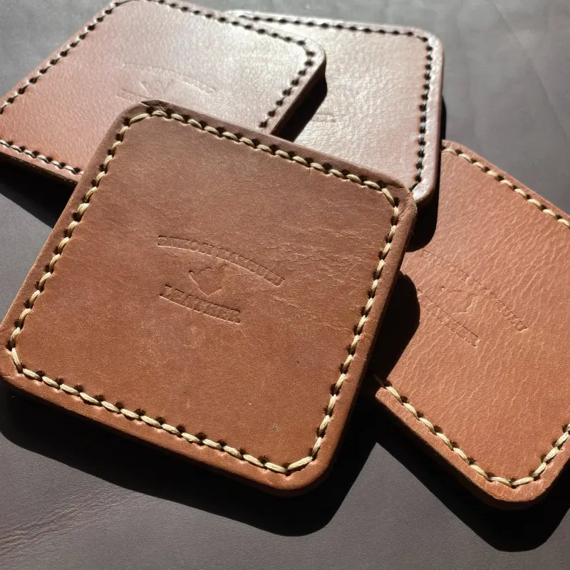 Branded leather coasters